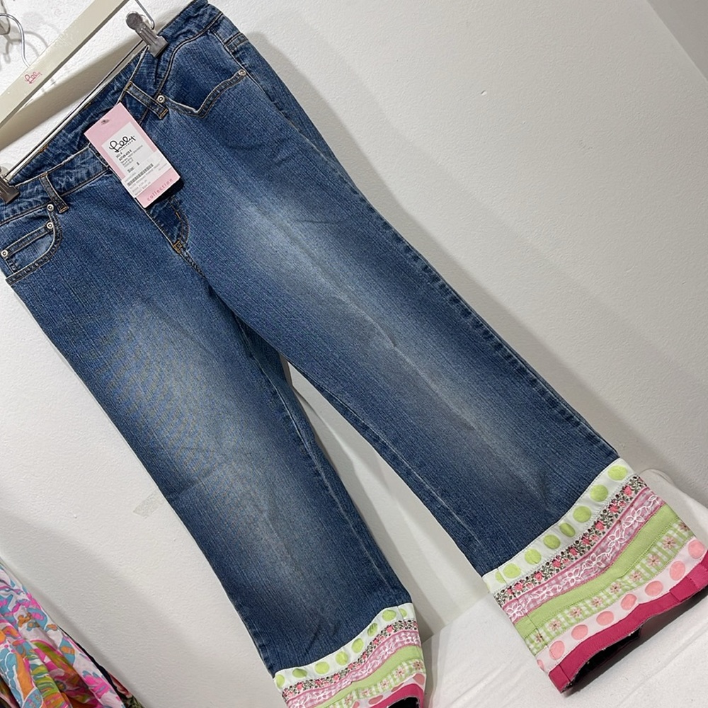 Lilly Pulitzer NWT🌷 crop jeans, colorful ribbons, size 8